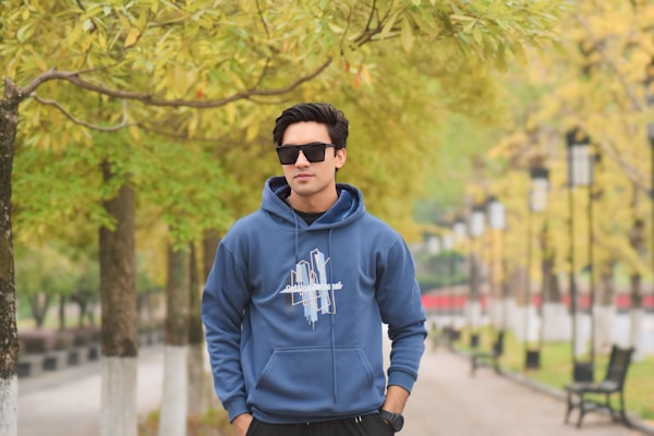 Men Printed Cotton Fleece Hooded Sweatshirt