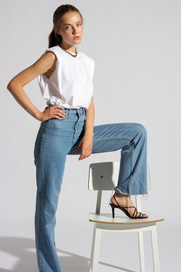 Women Checked Polyester High Rise Jeans