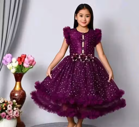 Girls Printed Net Ethnic Frock
