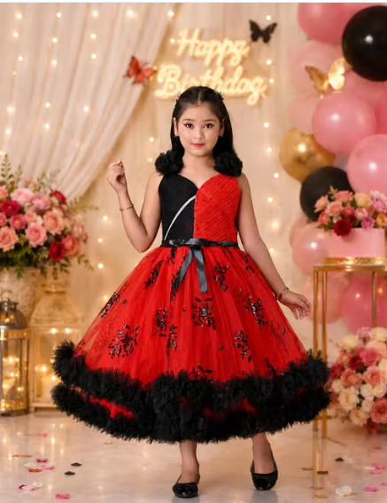 Girls Plain Viscose Ethnic Frock
