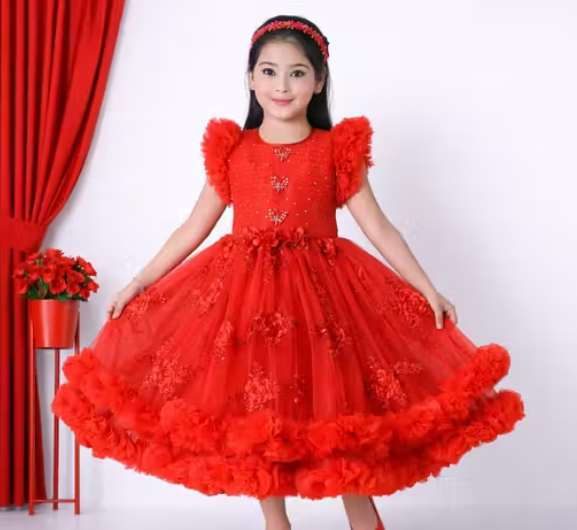 Girls Printed Georgette Ethnic Frock