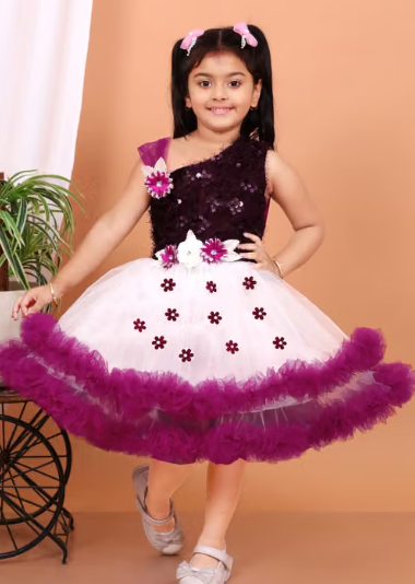 Girls Plain Rayon Ethnic Frock