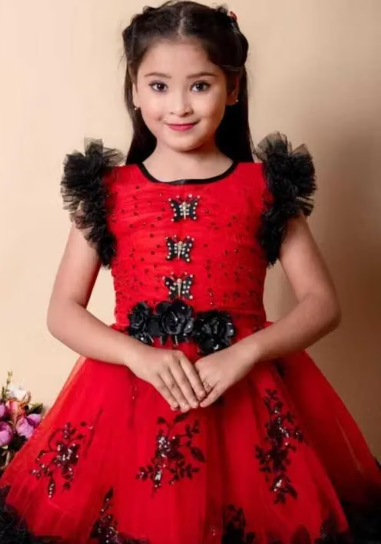 Girls Geometric Print Cotton Ethnic Frock