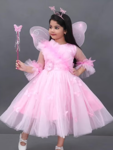Girls Printed Lycra Ethnic Frock