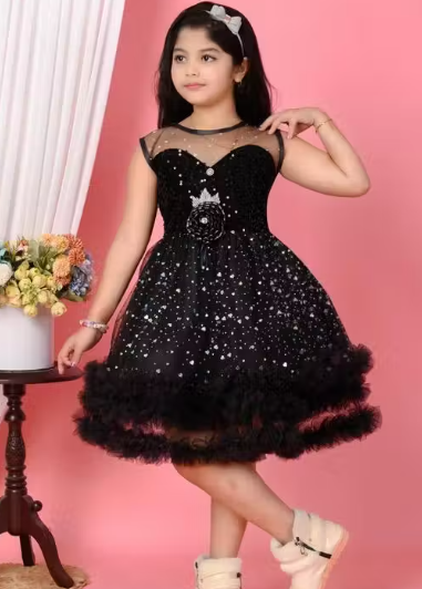 Girls Plain Cotton Blend Ethnic Frock