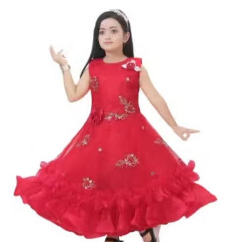 Girls Checked Viscose Ethnic Frock