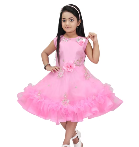 Girls Printed Silk Blend Ethnic Frock