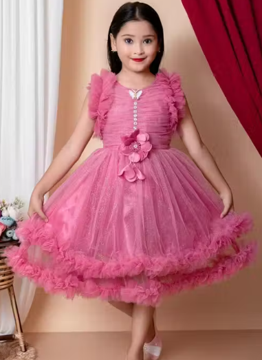 Girls Checked Poly-Cotton Ethnic Frock