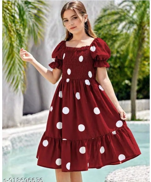 Girls Printed Crepe Ethnic Frock