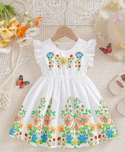 Girls Printed Cotton Ethnic Frock