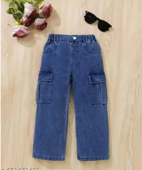 Girls Plain Poly-Cotton Denim Jeans