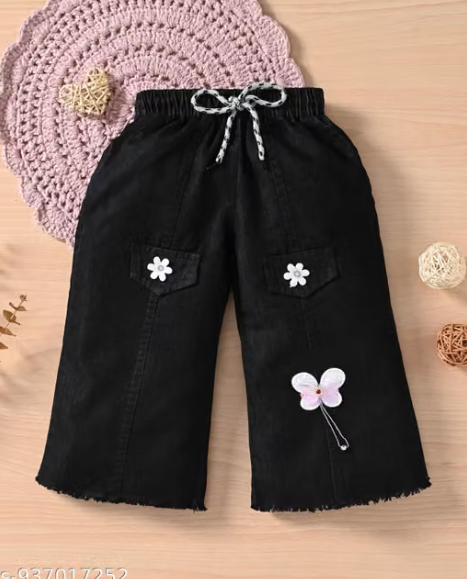 Girls Printed Georgette Denim Jeans
