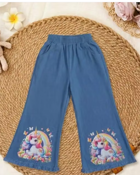 Girls Checked Polyester Denim Jeans