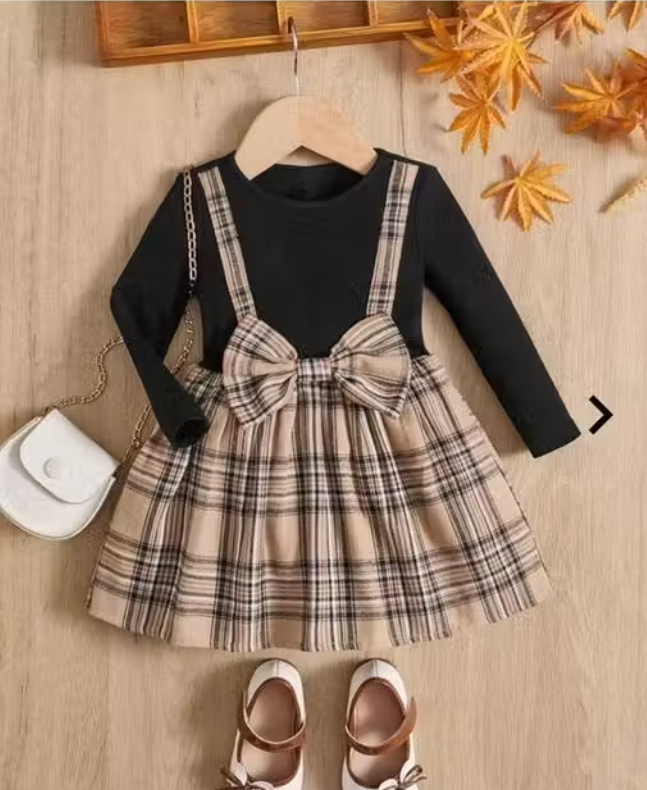 Girls Checked Poly-Cotton Party Frock