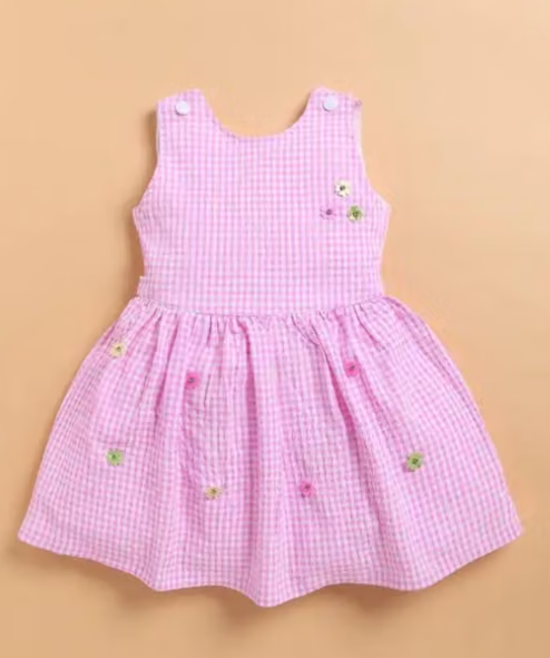 Girls Checked Rayon Party Frock