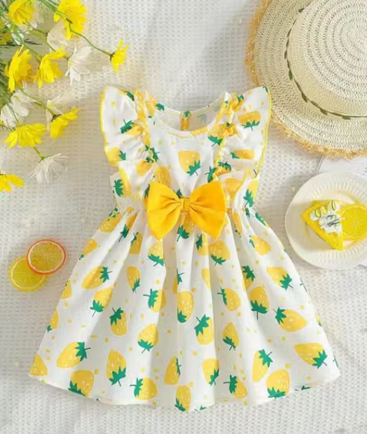 Girls Printed Cotton Party Frock