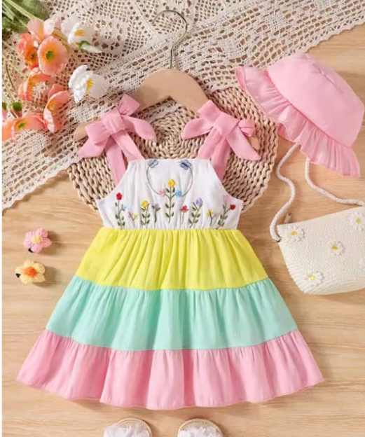 Girls Geometric Print Lycra Party Frock