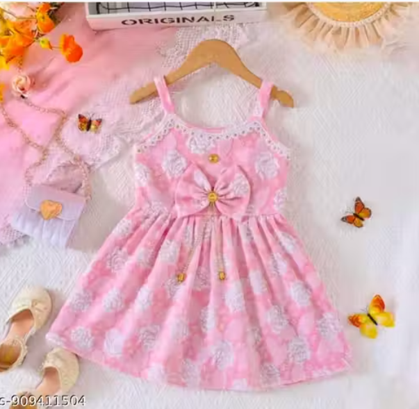 Girls Plain Polyester Party Frock
