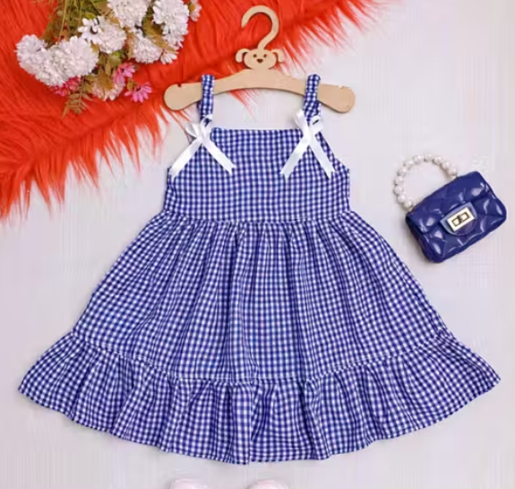 Girls Geometric Print Crepe Party Frock