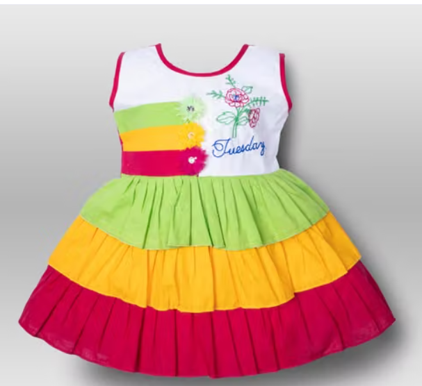 Girls Geometric Print Cotton Party Frock