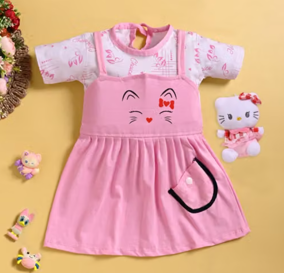 Girls Checked Polyester Party Frock