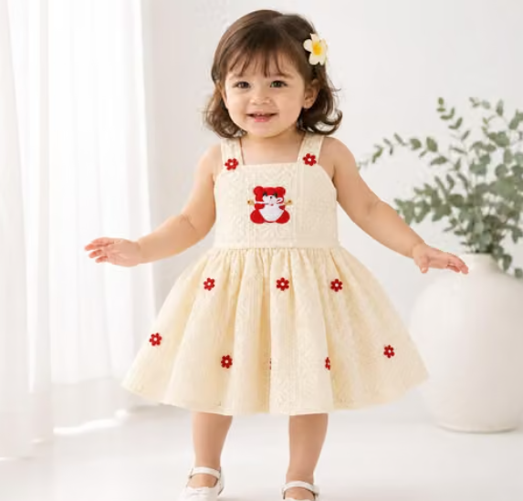 Girls Printed Lycra Party Frock