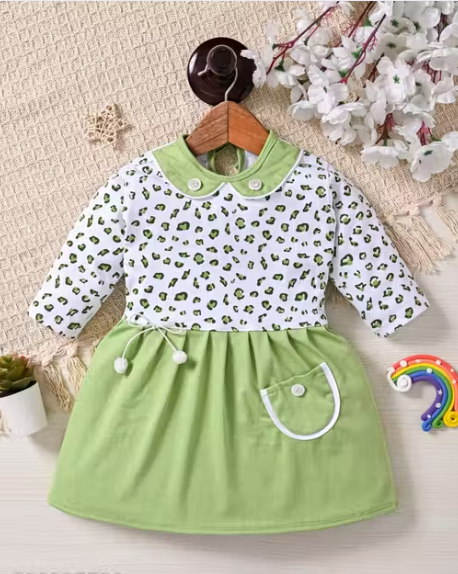 Girls Plain Cotton Blend Party Frock