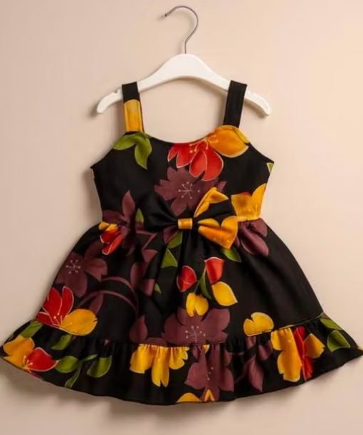 Girls Printed Crepe Party Frock