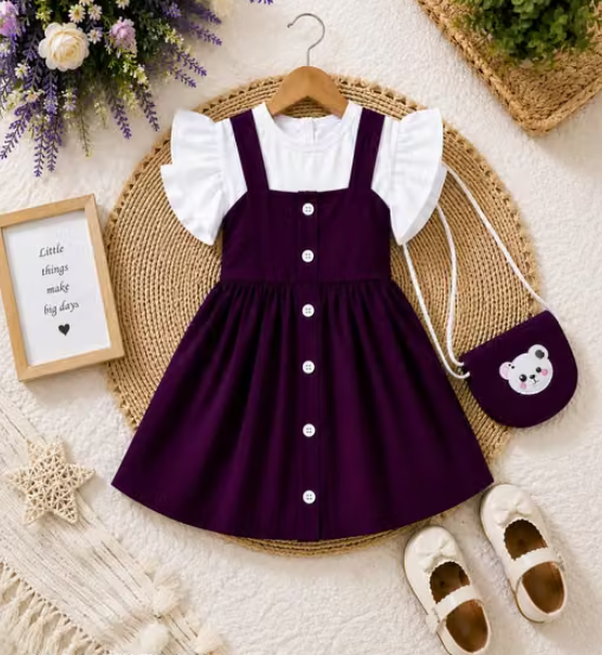 Girls Geometric Print Georgette Party Frock