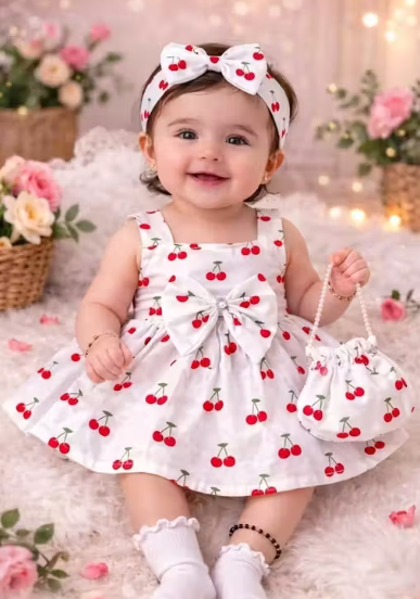 Girls Printed Cotton Party Frock
