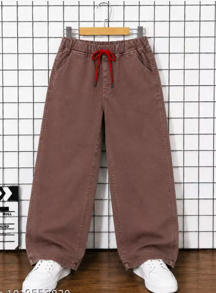 Boys Geometric Print Cotton Denim Jeans