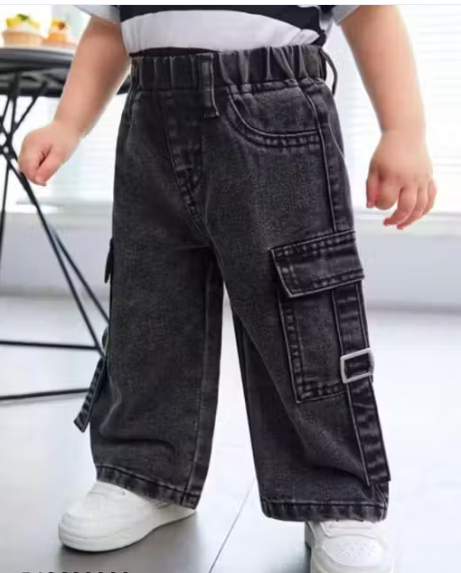 Boys Checked Viscose Denim Jeans