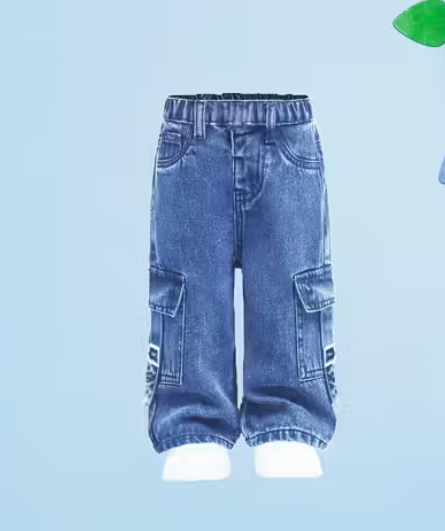 Boys Printed Silk Blend Denim Jeans