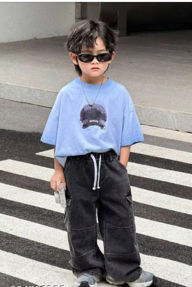Boys Checked Rayon Denim Jeans