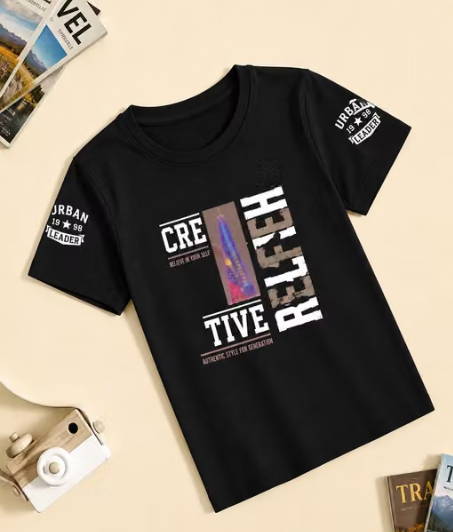 Boys Geometric Print Lycra Cotton T-Shirt