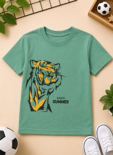 Boys Printed Net Cotton T-Shirt