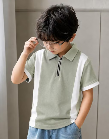 Boys Plain Cotton Blend Cotton T-Shirt