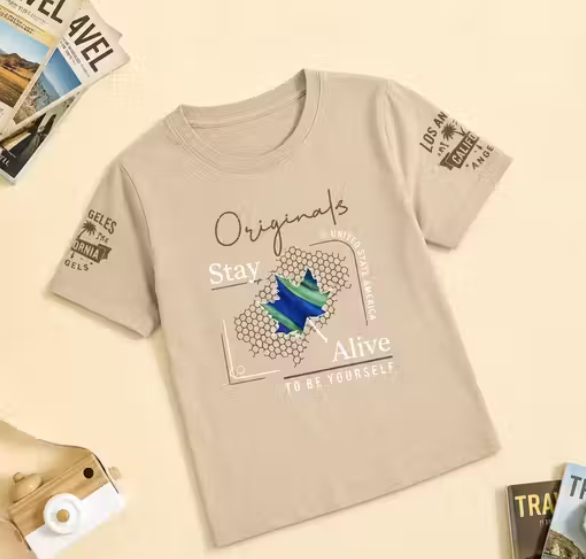 Boys Checked Viscose Cotton T-Shirt