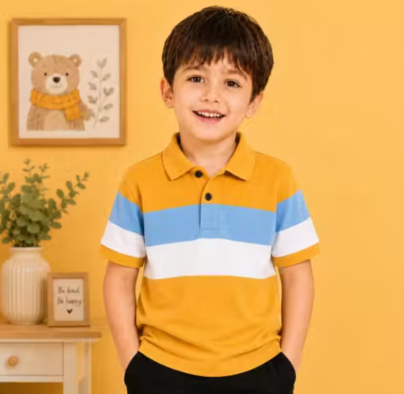 Boys Checked Poly-Cotton Cotton T-Shirt
