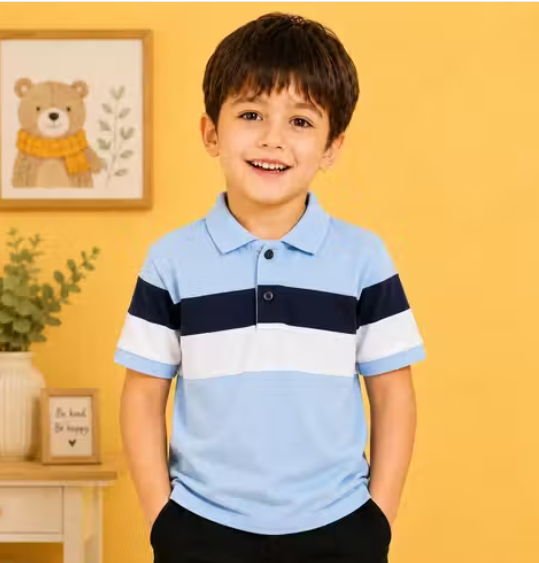 Boys Geometric Print Georgette Cotton T-Shirt