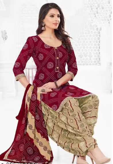 Women Checked Chiffon Salwar Suit Set
