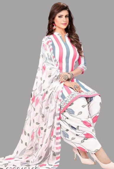 Women Checked Polyester Salwar Suit Set