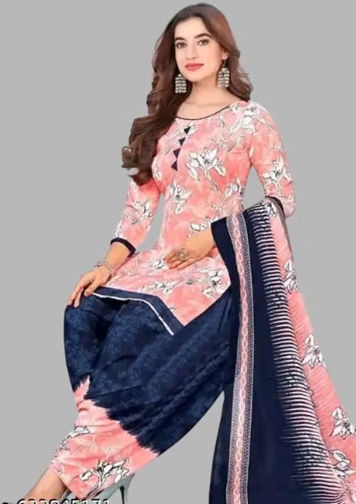 Women Plain Cotton Blend Salwar Suit Set
