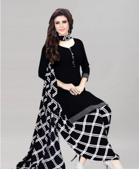 Women Checked Rayon Salwar Suit Set