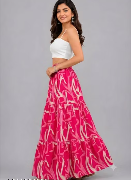 Women Geometric Print Net Flared Skirt