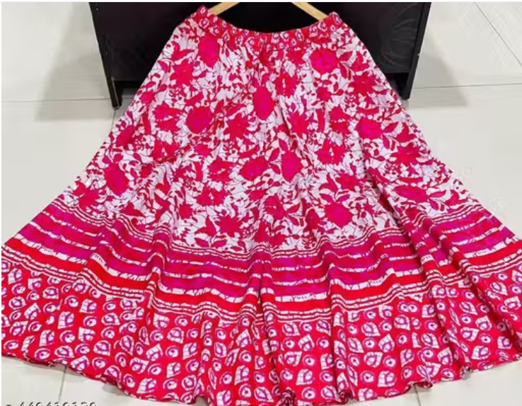 Women Printed Silk Blend Flared Skirt