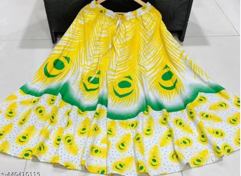 Women Geometric Print Denim Flared Skirt
