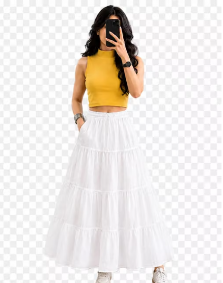 Women Geometric Print Georgette Flared Skirt