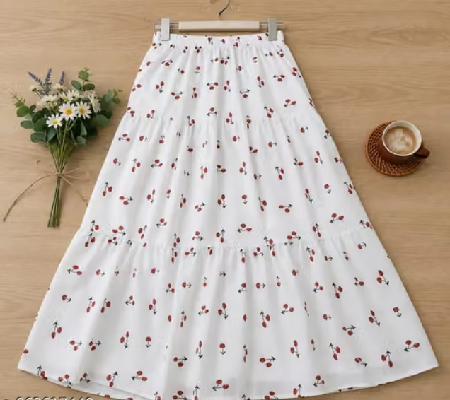 Women Checked Rayon Flared Skirt