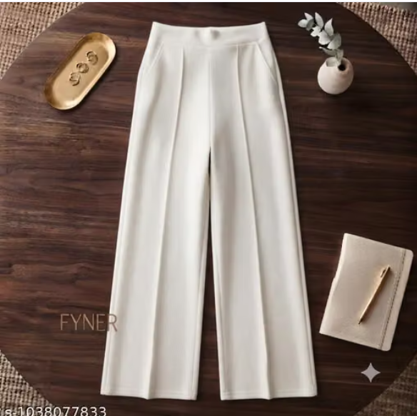 Women Plain Poly-Cotton Palazzo Pants